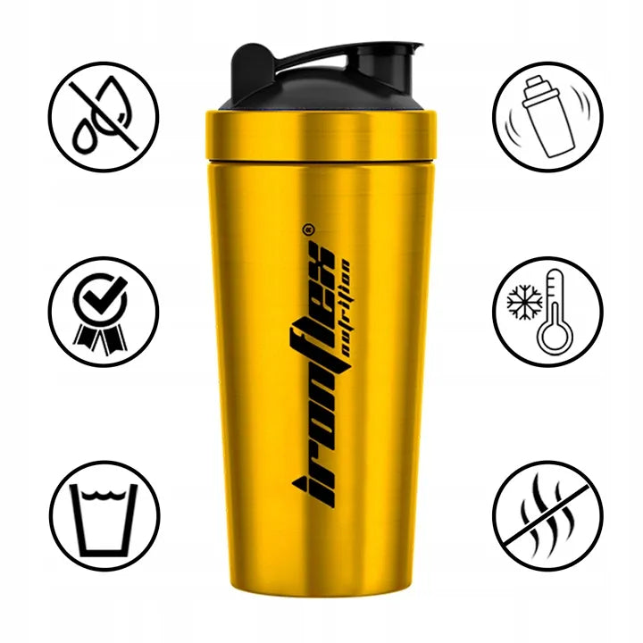 IRONFLEX STEEL SHAKER 750ml sandarus plaktuvėlis papildams sporto salei ir treniruotėms