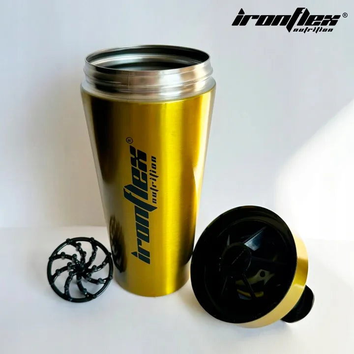 IRONFLEX STEEL SHAKER 750ml sandarus plaktuvėlis papildams sporto salei ir treniruotėms