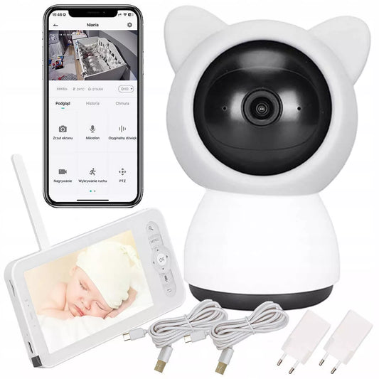 Išmanioji elektroninė auklė Sone su WiFi kamera, FULL HD, 5" LCD ekranu ir 4x priartinimu