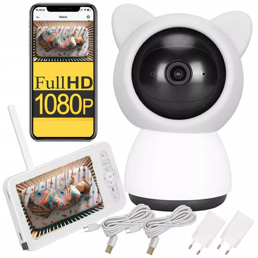 Išmanioji elektroninė auklė Sone su WiFi kamera, FULL HD, 5" LCD ekranu ir 4x priartinimu