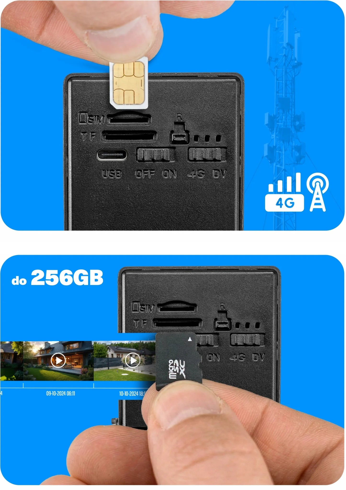 Išmanioji mini 4G IP kamera 3MPx FULL HD, juoda