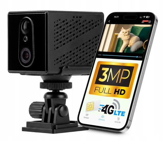 Išmanioji mini 4G IP kamera 3MPx FULL HD, juoda