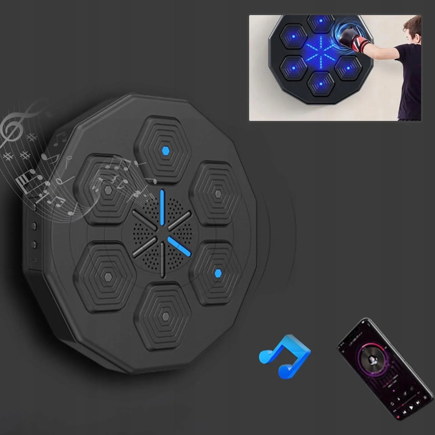 Išmanusis bokso aparatas su Bluetooth, muzika, namų treniruotėms ir streso mažinimui