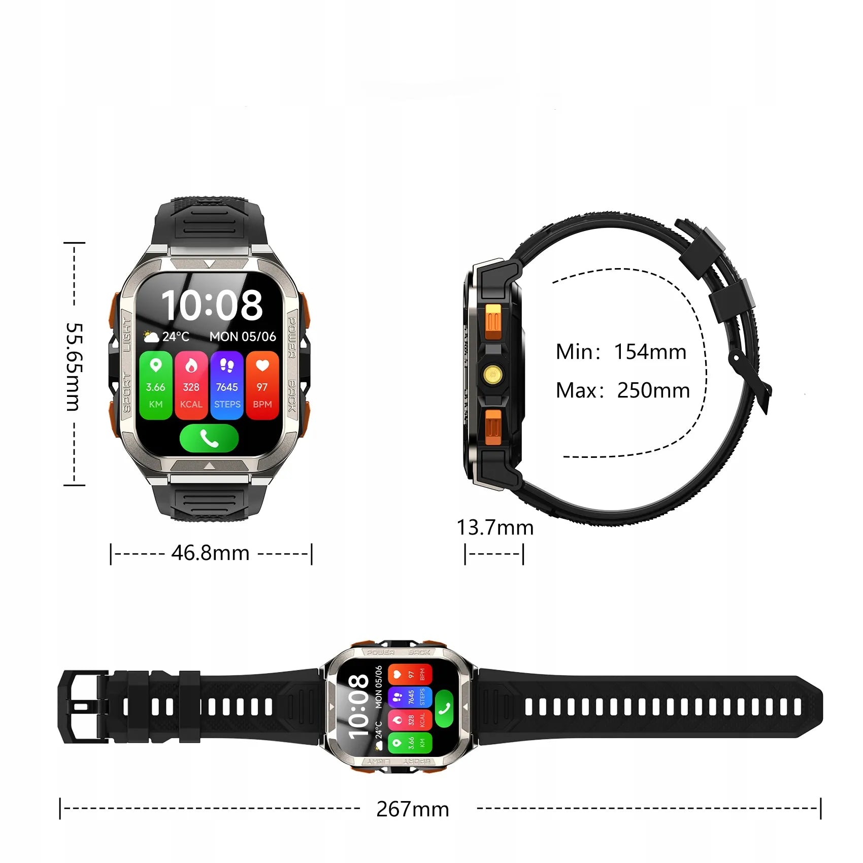 Išmanusis laikrodis Blackview W80 PRO GPS 900mAh 1,91 colio - chaki