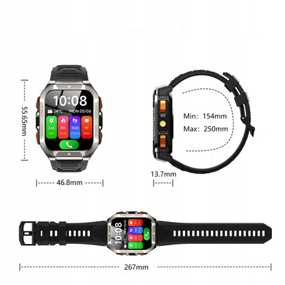 Išmanusis laikrodis Blackview W80 PRO GPS 900mAh 1,91 colio - chaki