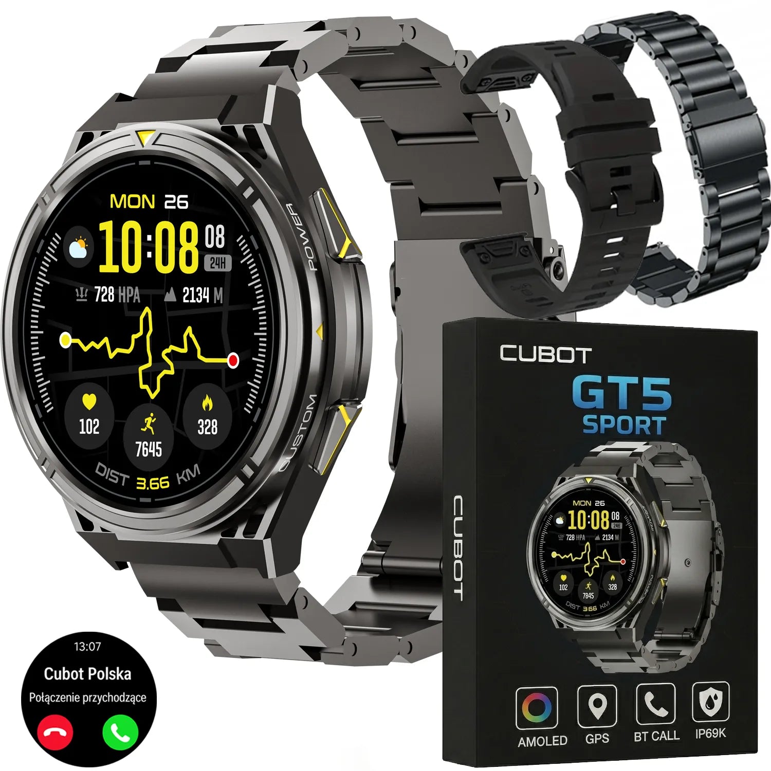 Išmanusis laikrodis Cubot GT5 vyriškas GPS atsparus vandeniui meniu LT Bluetooth skambučiai AMOLED sportinis
