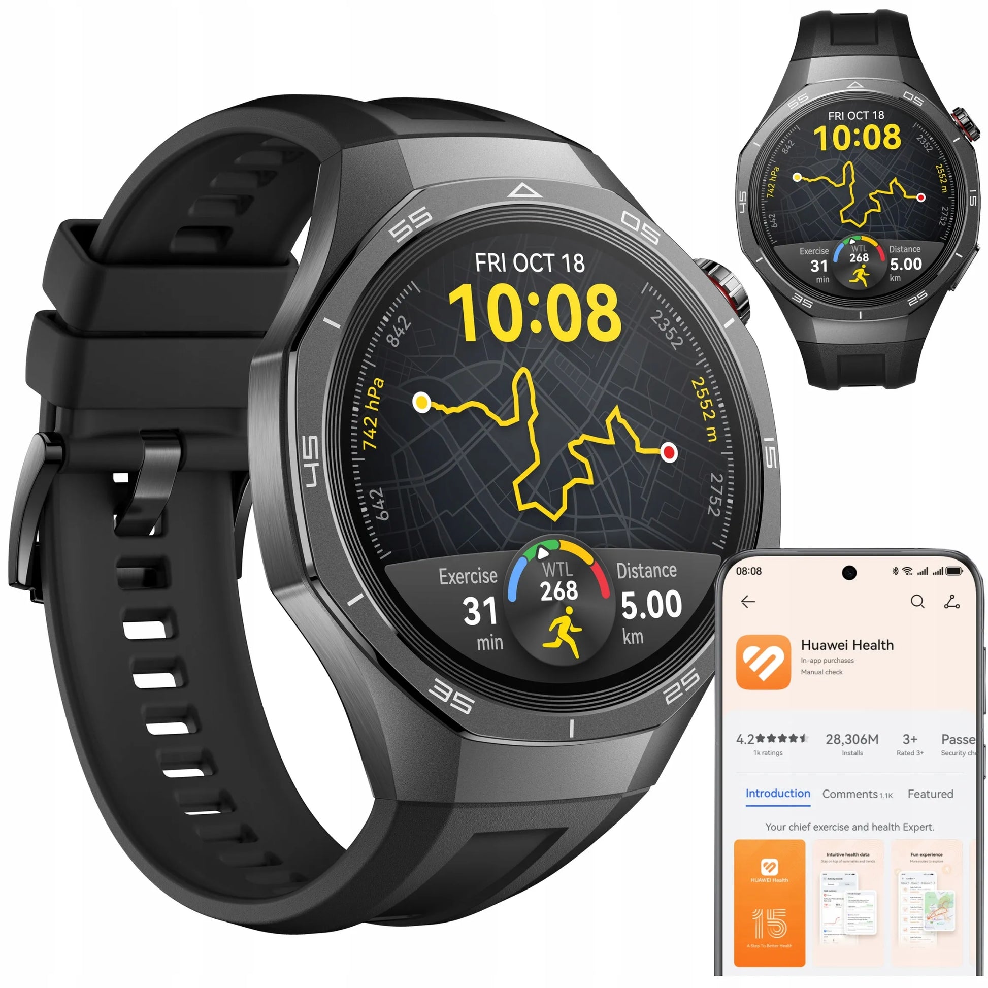 Išmanusis laikrodis HUAWEI WATCH GT 5 Pro juodos spalvos 46 mm