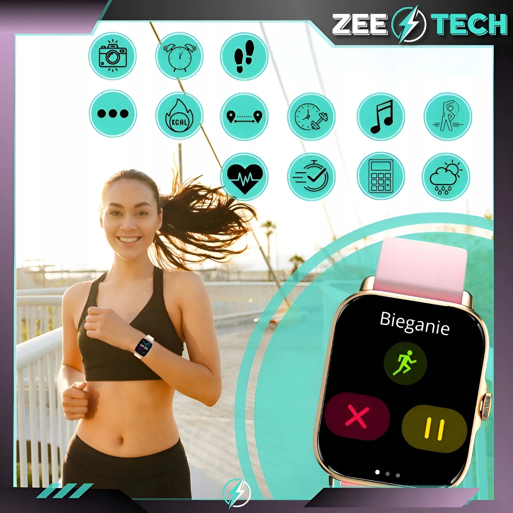 Išmanusis laikrodis moterims ZeeTech, skambučiai, EKG, 4 dirželiai