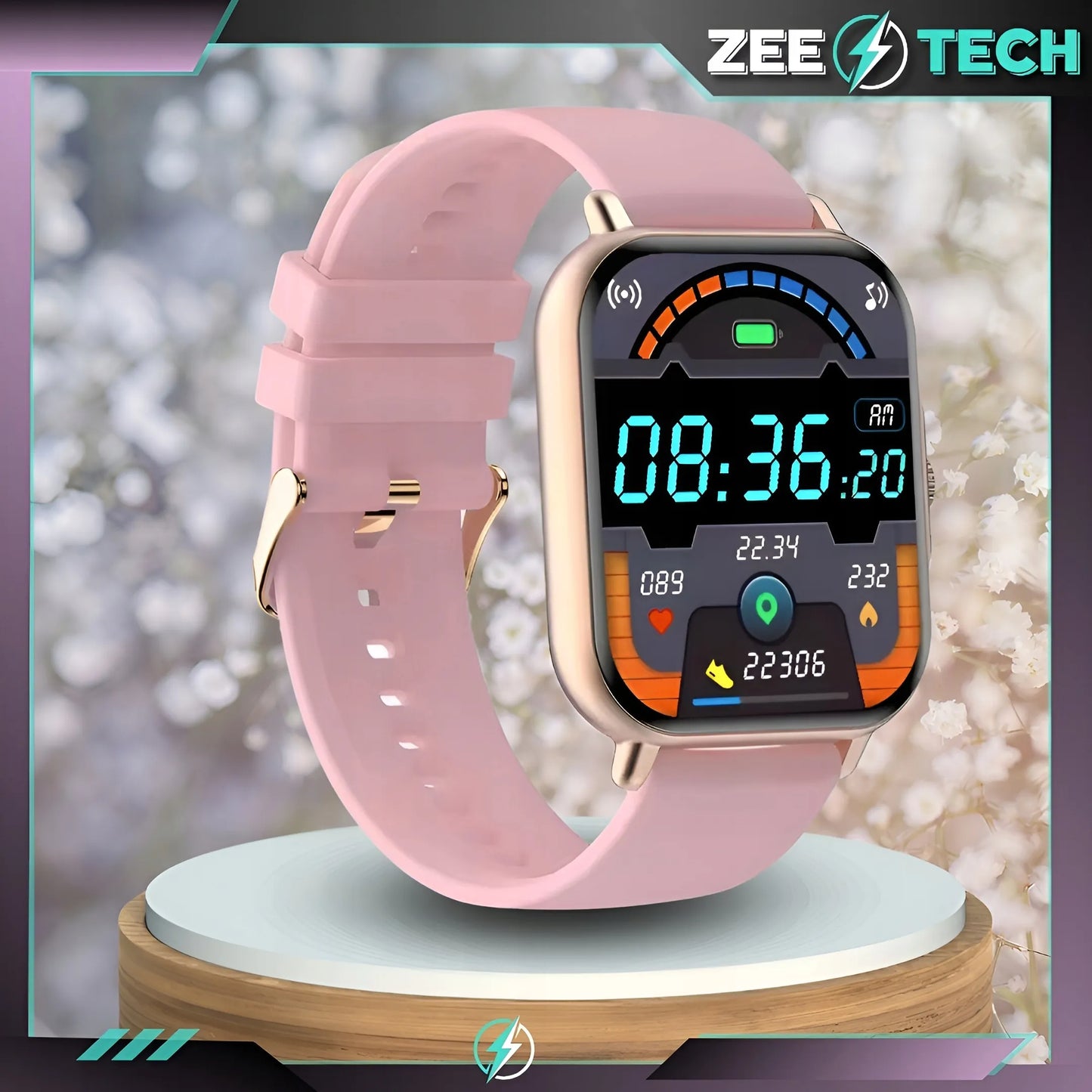 Išmanusis laikrodis moterims ZeeTech, skambučiai, EKG, 4 dirželiai