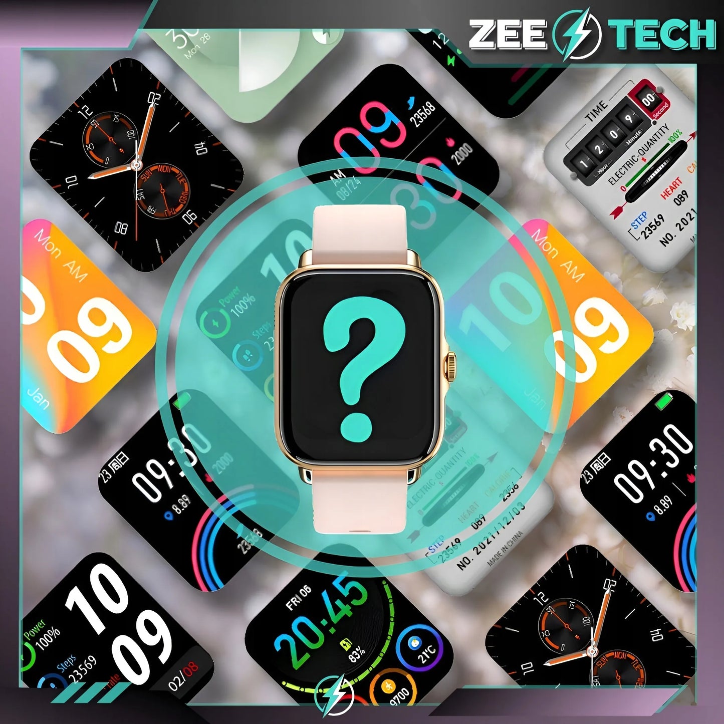 Išmanusis laikrodis moterims ZeeTech, skambučiai, EKG, 4 dirželiai