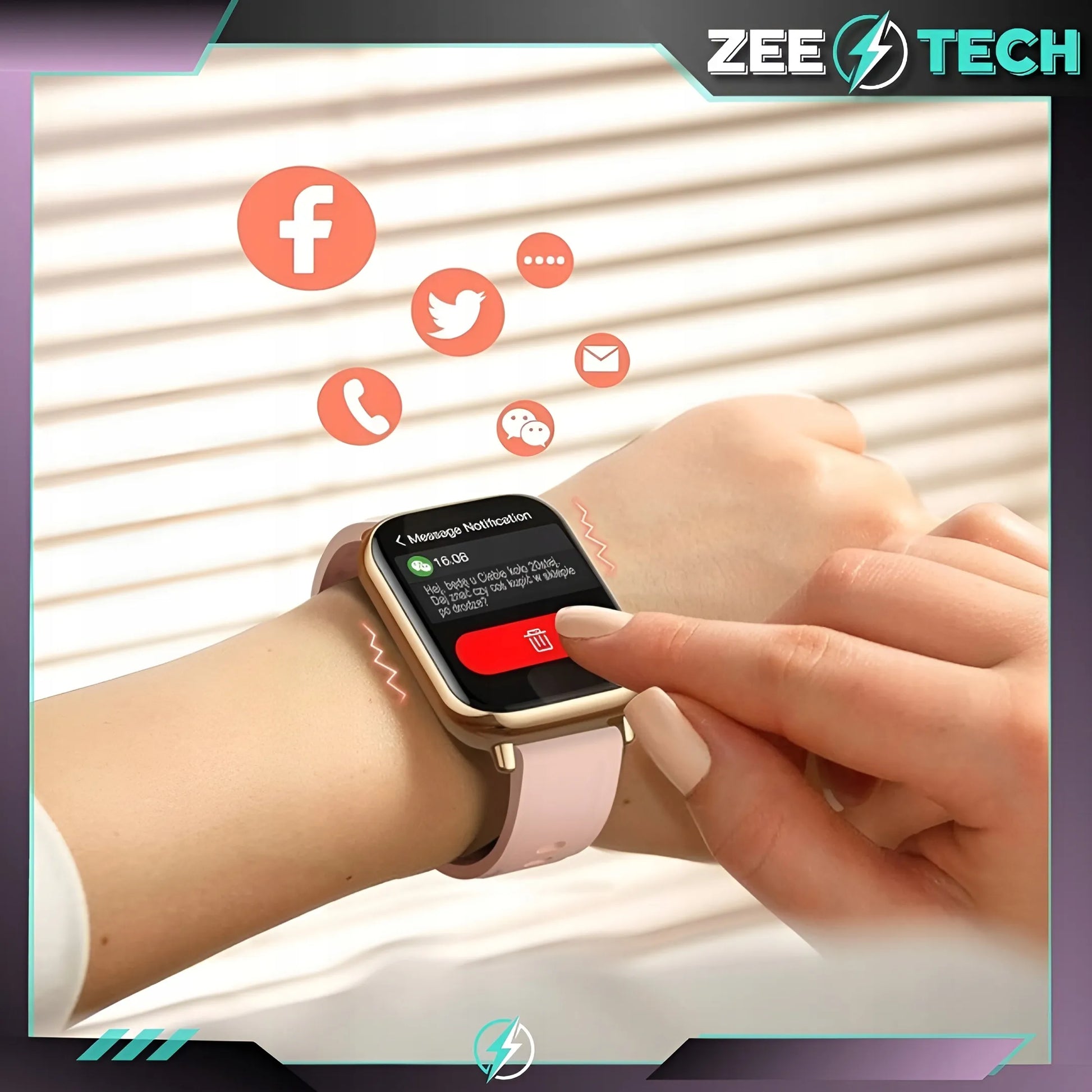 Išmanusis laikrodis moterims ZeeTech, skambučiai, EKG, 4 dirželiai