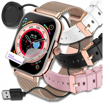 Išmanusis laikrodis moterims ZeeTech, skambučiai, EKG, 4 dirželiai