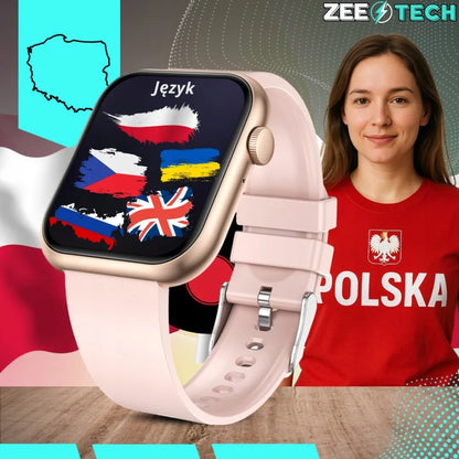 Išmanusis laikrodis moterims ZeeTech, skambučiai, lietuvių kalba, gliukozės matavimas, auksinis + 4 dirželiai