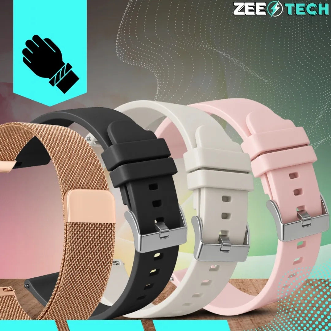 Išmanusis laikrodis moterims ZeeTech, skambučiai, lietuvių kalba, gliukozės matavimas, auksinis + 4 dirželiai