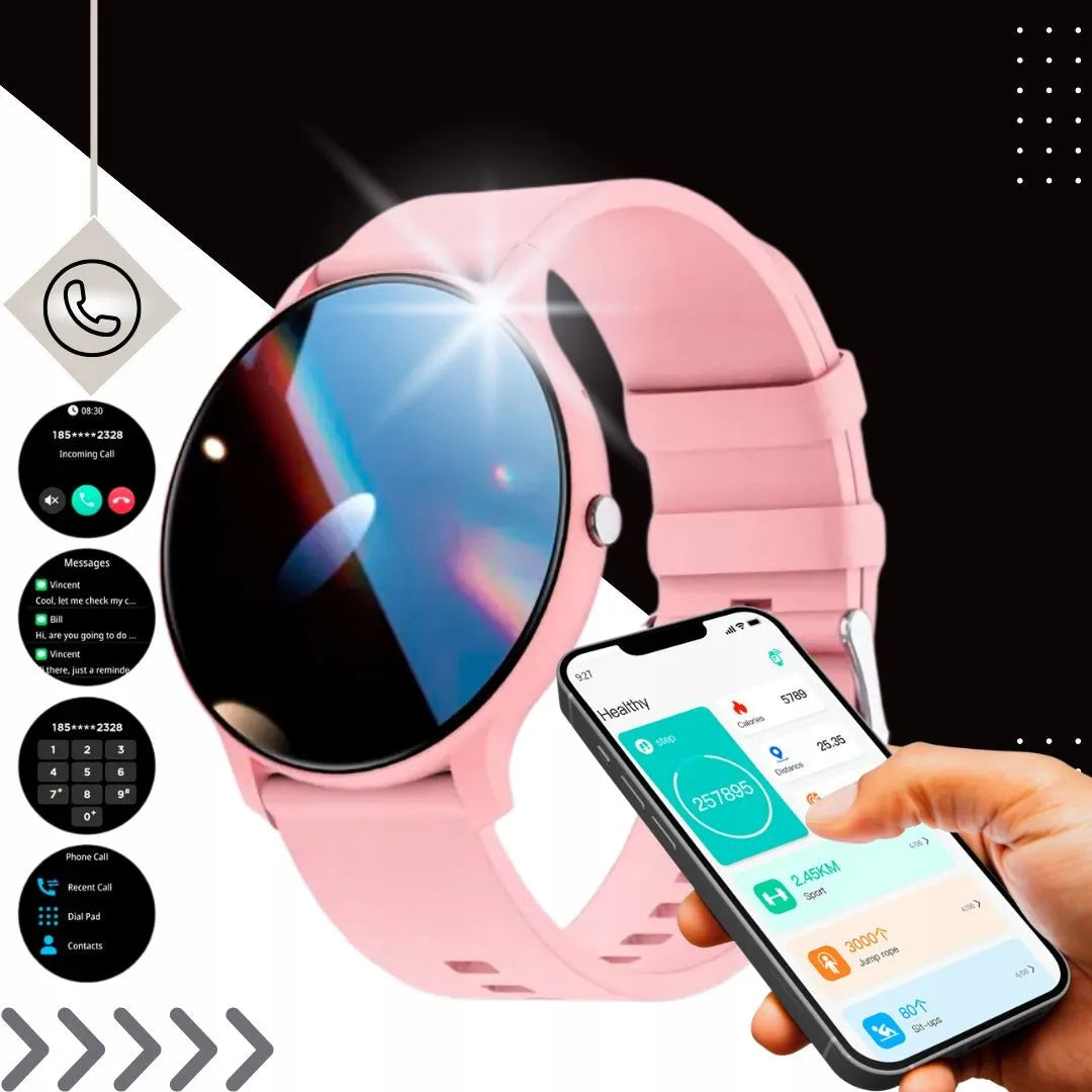 Išmanusis laikrodis Smart-Trend ST-29 su „Bluetooth“ skambučiais, rožinis