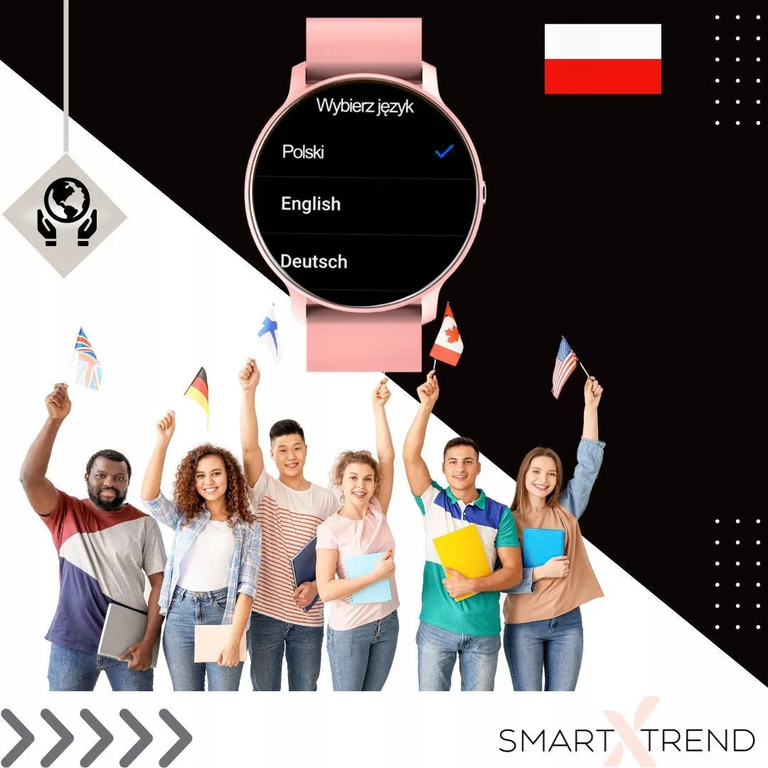 Išmanusis laikrodis Smart-Trend ST-29 su „Bluetooth“ skambučiais, rožinis