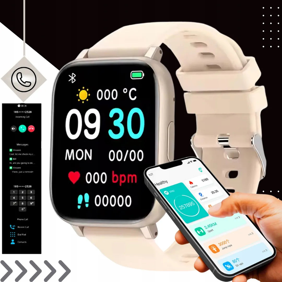 Išmanusis laikrodis su Bluetooth skambučiais – pulsometras, sportas, meniu lietuvių kalba