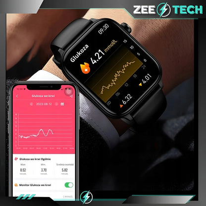 Išmanusis laikrodis vyrams ir moterims „ZeeTech“ su EKG, skambučiais ir gliukozės matavimu