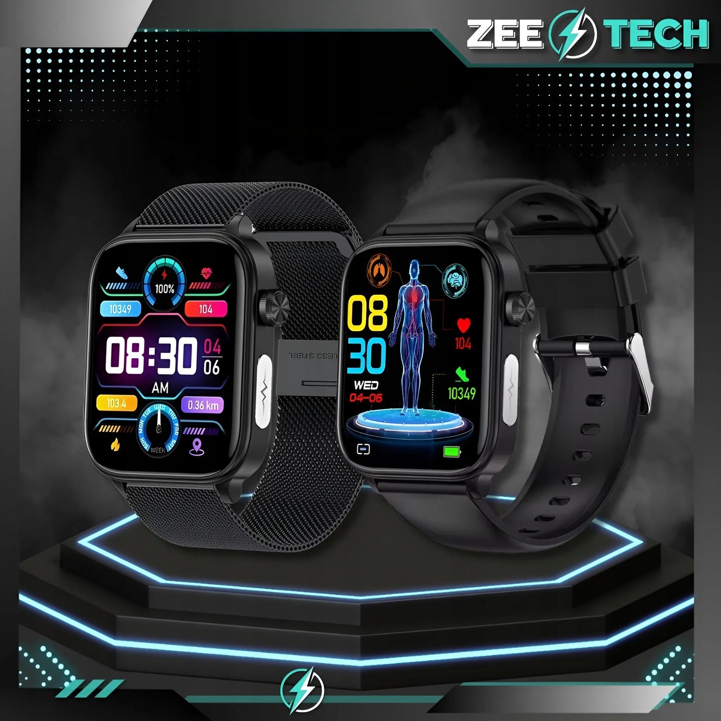 Išmanusis laikrodis vyrams ir moterims „ZeeTech“ su EKG, skambučiais ir gliukozės matavimu
