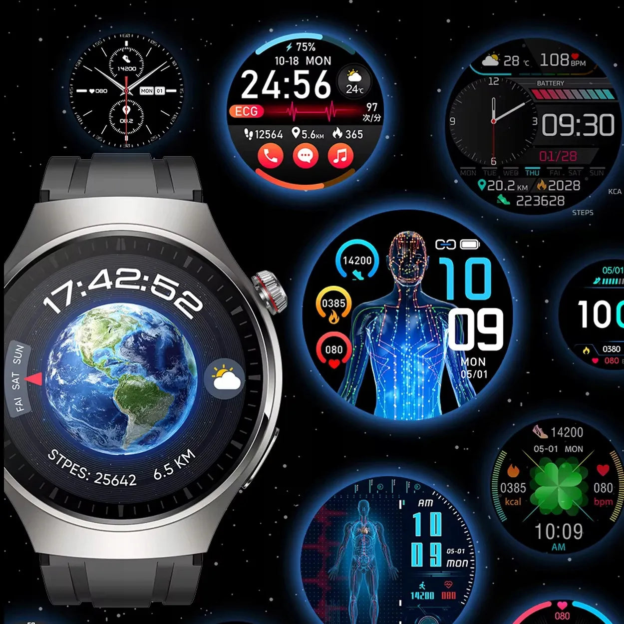 Išmanusis laikrodis vyrams Smart-Trend EKG HRV kūno temperatūros matavimas ir Bluetooth skambučiai