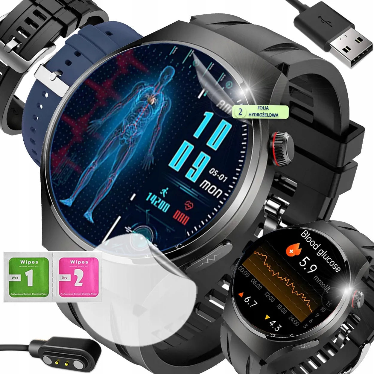 Išmanusis laikrodis vyrams Smart-Trend EKG HRV kūno temperatūros matavimas ir Bluetooth skambučiai
