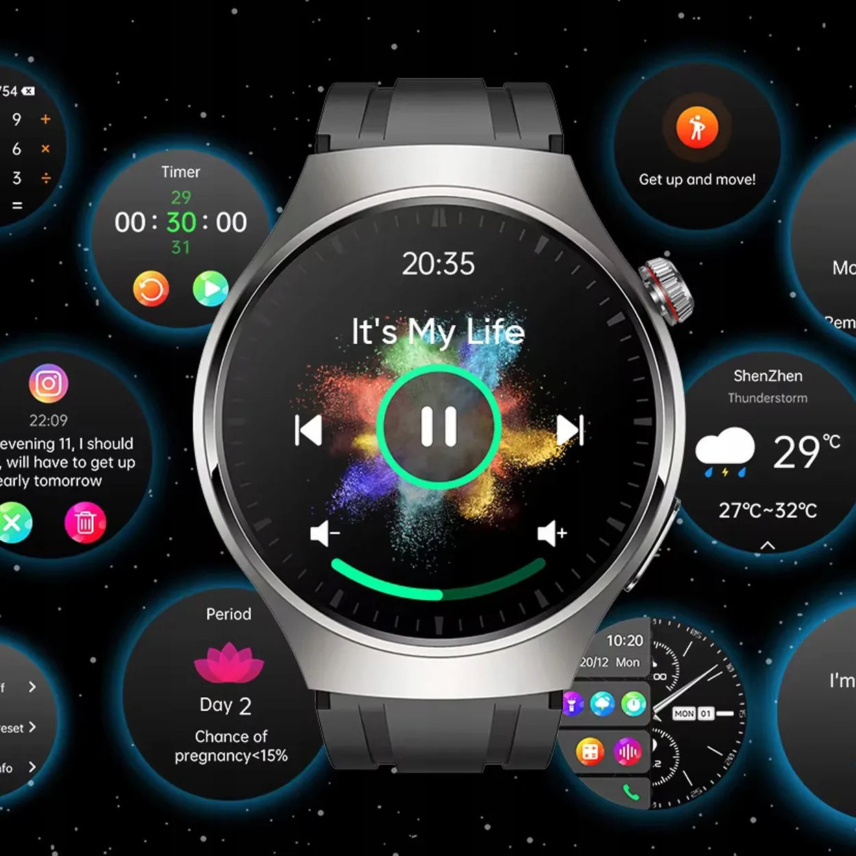 Išmanusis laikrodis vyrams Smart-Trend EKG HRV kūno temperatūros matavimas ir Bluetooth skambučiai