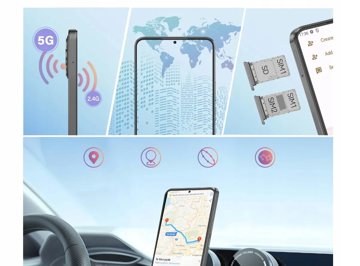 Išmanusis telefonas „Cubot Note 60“, Android 15, 16/128GB, NFC, Dual SIM, 4G, 7,2" ekranas, su dėklu