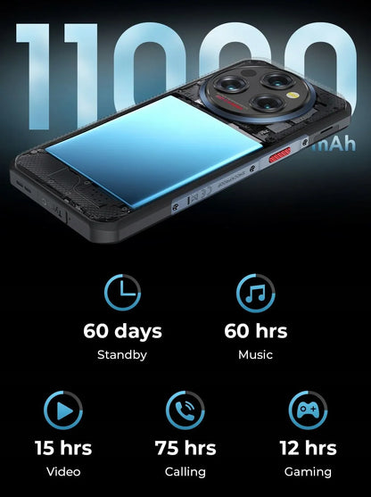 Išmanusis telefonas OUKITEL WP35 5G, 8+16/256GB, 11000mAh, pilkas