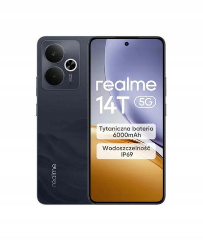 Išmanusis telefonas realme 14T 5G 8/256GB Dual SIM NFC AMOLED, juoda (Obsidian Black)