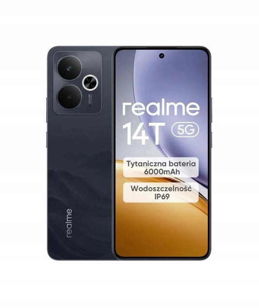 Išmanusis telefonas realme 14T 5G 8/256GB Dual SIM NFC AMOLED, juoda (Obsidian Black)