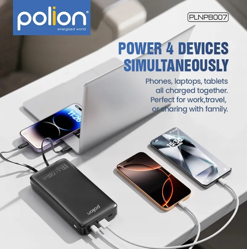 Išorinė baterija Polion 25000mAh 100W greitas įkrovimas USB-C PD QC