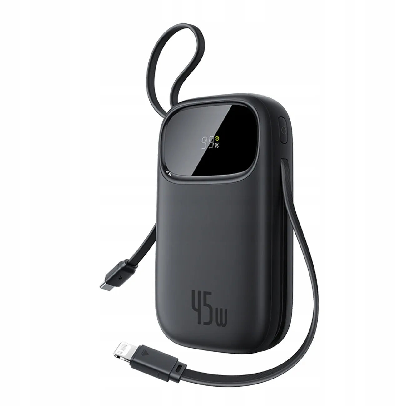 Išorinė baterija (powerbank) BASEUS 10000mAh, greitas įkrovimas 45W, integruoti USB-C ir Lightning laidai