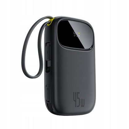 Išorinė baterija (powerbank) BASEUS 10000mAh, greitas įkrovimas 45W, integruoti USB-C ir Lightning laidai