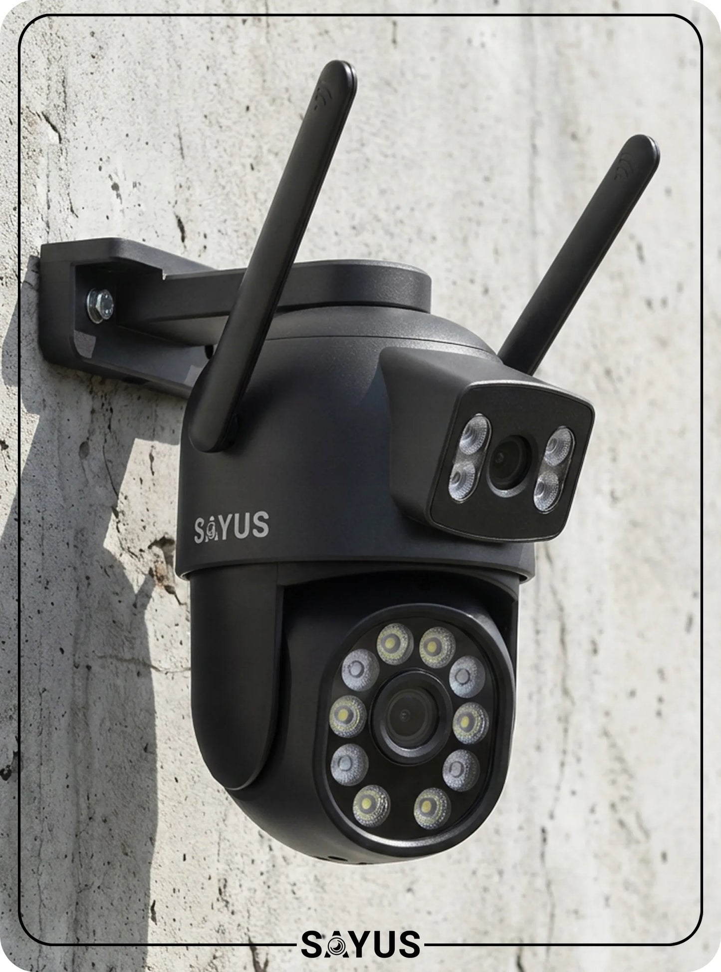 Išorinė kamera 2x8MPx sukamoji dviguba 5x priartinimas ULTRA HD detekcija IP WIFI