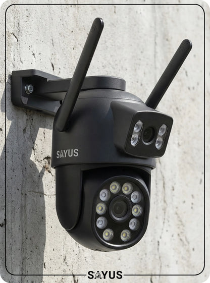 Išorinė kamera 2x8MPx sukamoji dviguba 5x priartinimas ULTRA HD detekcija IP WIFI