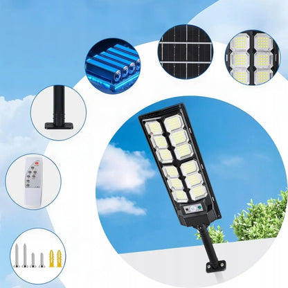 Išorinė LED saulės gatvių lempa su judesio ir sutemų jutikliu 3000W