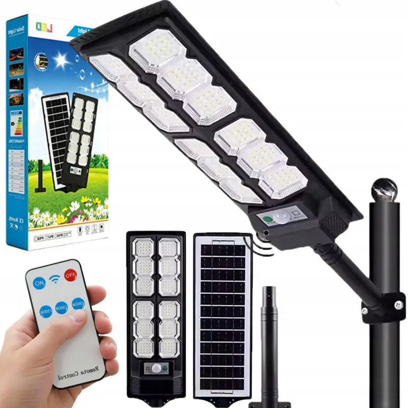 Išorinė LED saulės gatvių lempa su judesio ir sutemų jutikliu 3000W