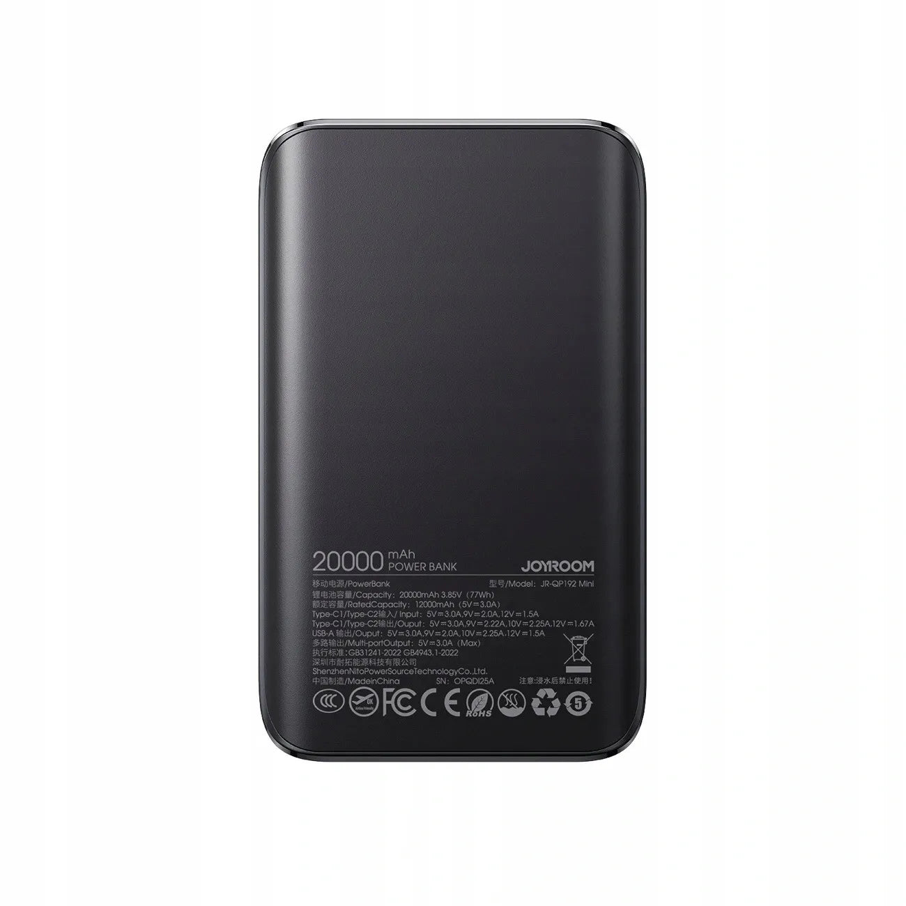 JOYROOM Star Series Mini 20000 mAh išorinė baterija su greitu įkrovimu USB-C 22.5W ir LED ekranu