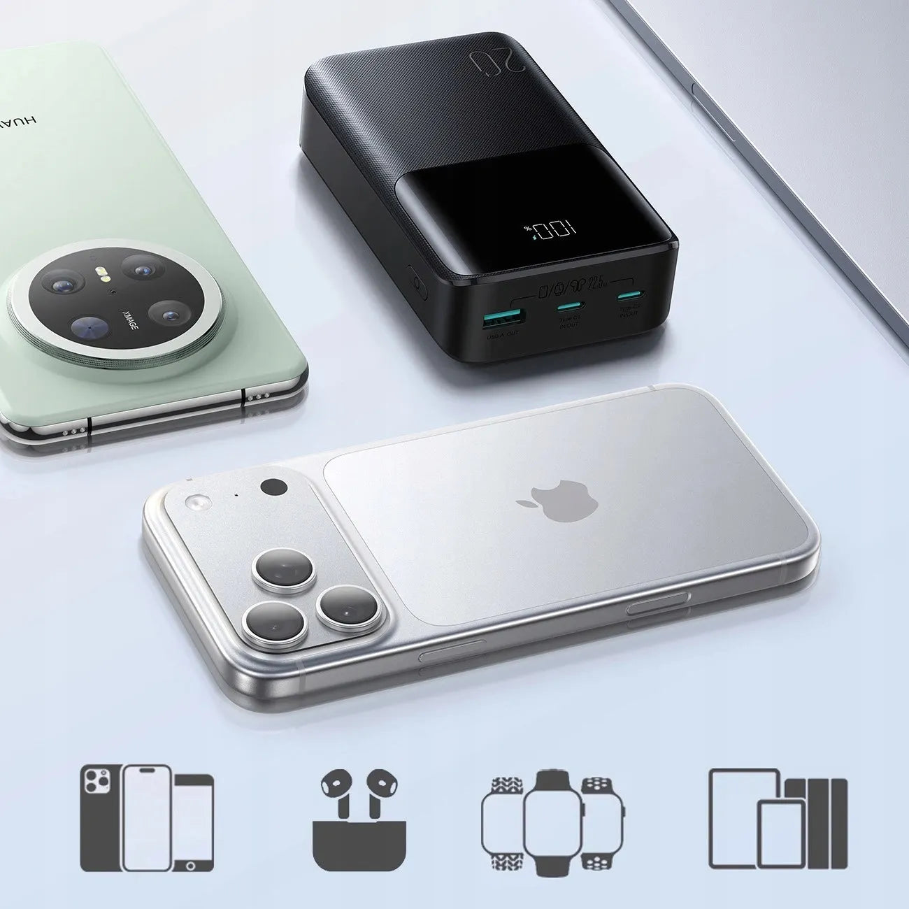 JOYROOM Star Series Mini 20000 mAh išorinė baterija su greitu įkrovimu USB-C 22.5W ir LED ekranu