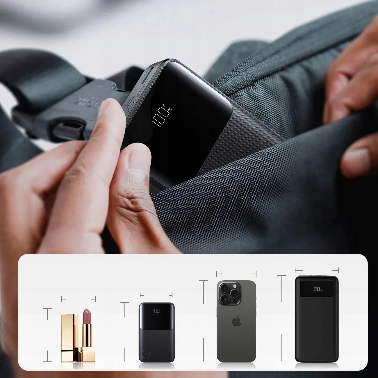 JOYROOM Star Series Mini 20000 mAh išorinė baterija su greitu įkrovimu USB-C 22.5W ir LED ekranu
