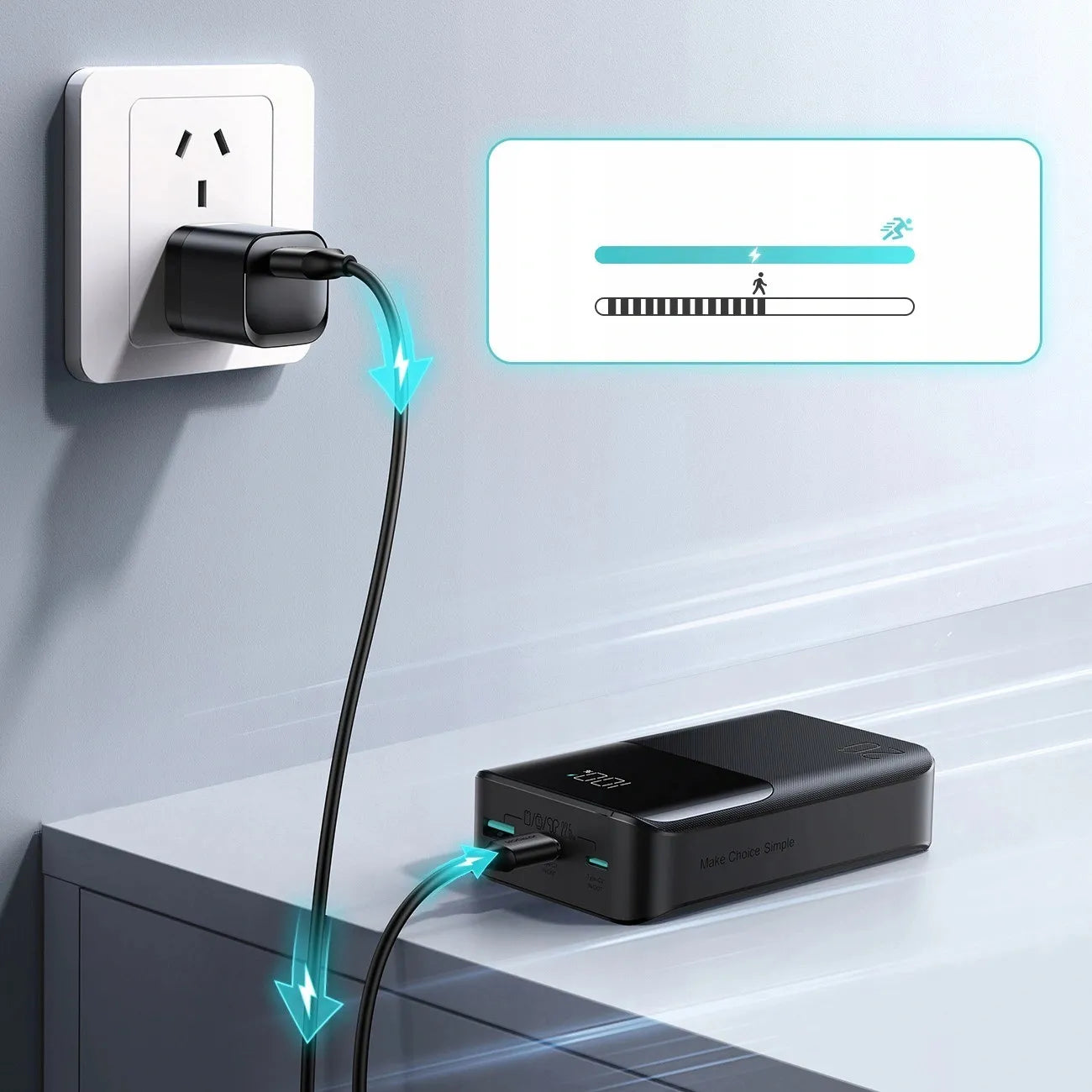 JOYROOM Star Series Mini 20000 mAh išorinė baterija su greitu įkrovimu USB-C 22.5W ir LED ekranu