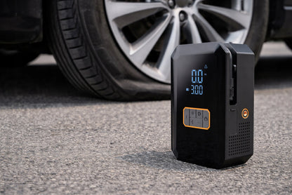 JUMP STARTER BOOSTER 16000 mAh ORO KOMPRESORIUS 150 PSI 10,3 BAR PROŽEKTORIUS POWERBANK