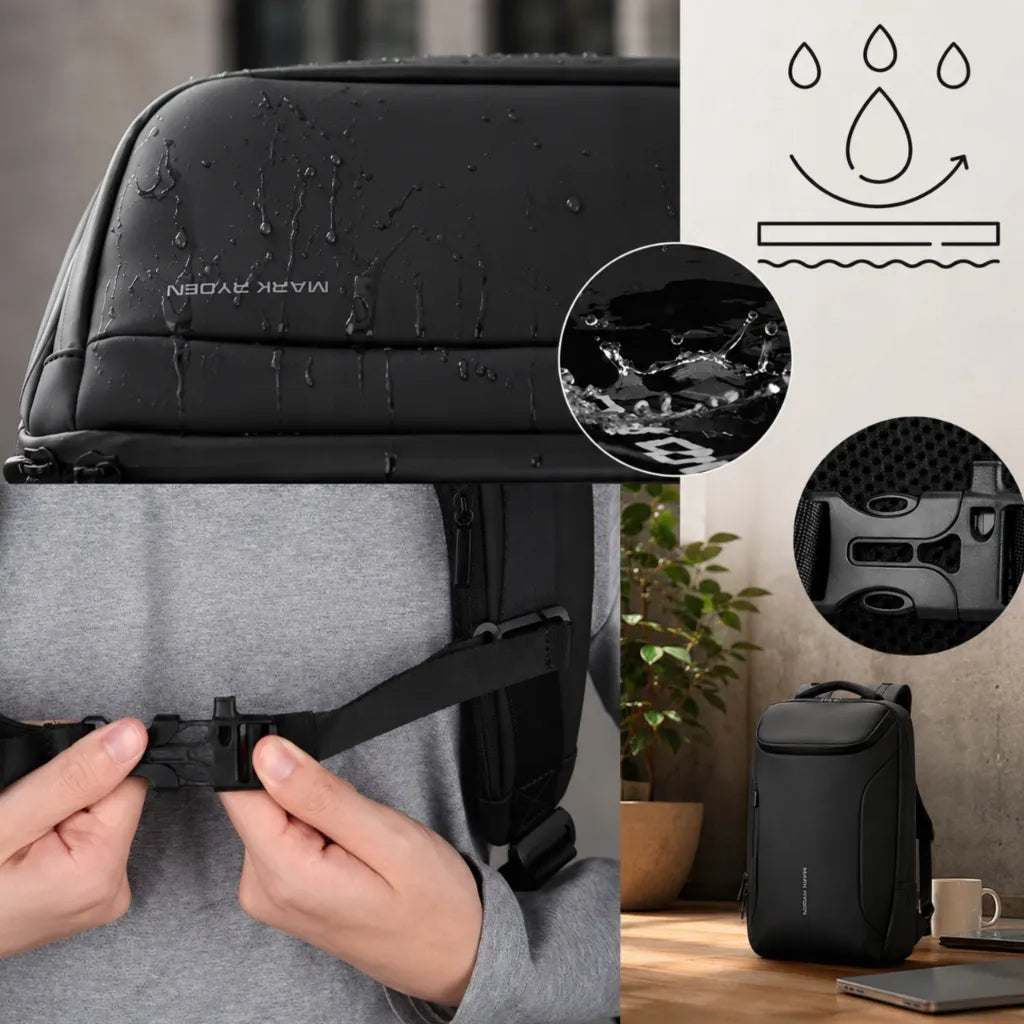 Juoda „Imiti“ miesto kuprinė vyrams ir jaunimui nešiojamajam kompiuteriui, atspari vandeniui, talpi, su USB prievadu