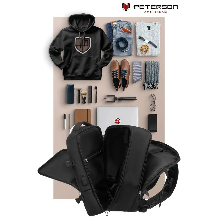 Juoda kelioninė Peterson kuprinė, tinkama rankiniam bagažui, 34 l