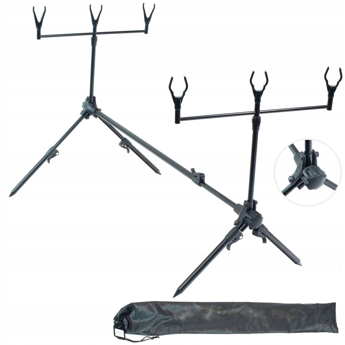 Juoda NECO karpinė atrama 3 meškerėms „Rod Pod“ su šakutėmis
