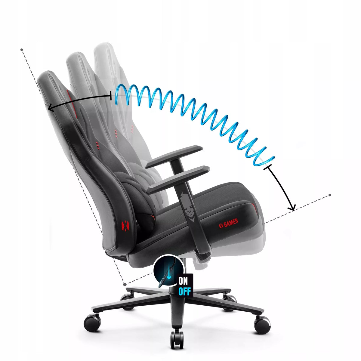 Juoda pasukama žaidimų kėdė DIABLO CHAIRS X-Gamer Normal Size „Dark Obsidian“