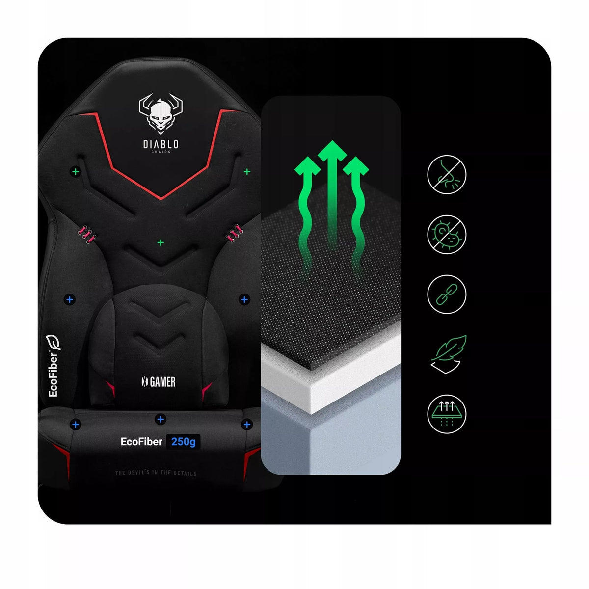 Juoda pasukama žaidimų kėdė DIABLO CHAIRS X-Gamer Normal Size „Dark Obsidian“