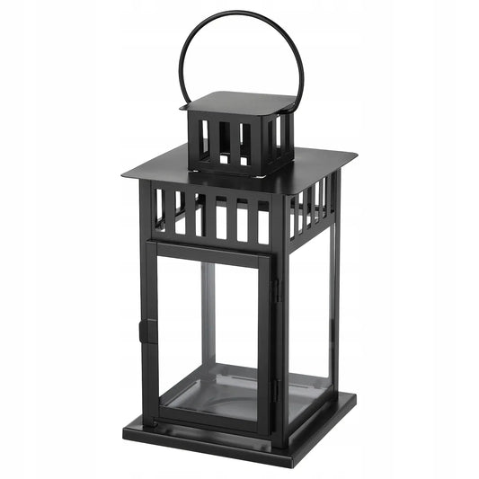 Juodas IKEA BORRBY žibintas, 28 cm