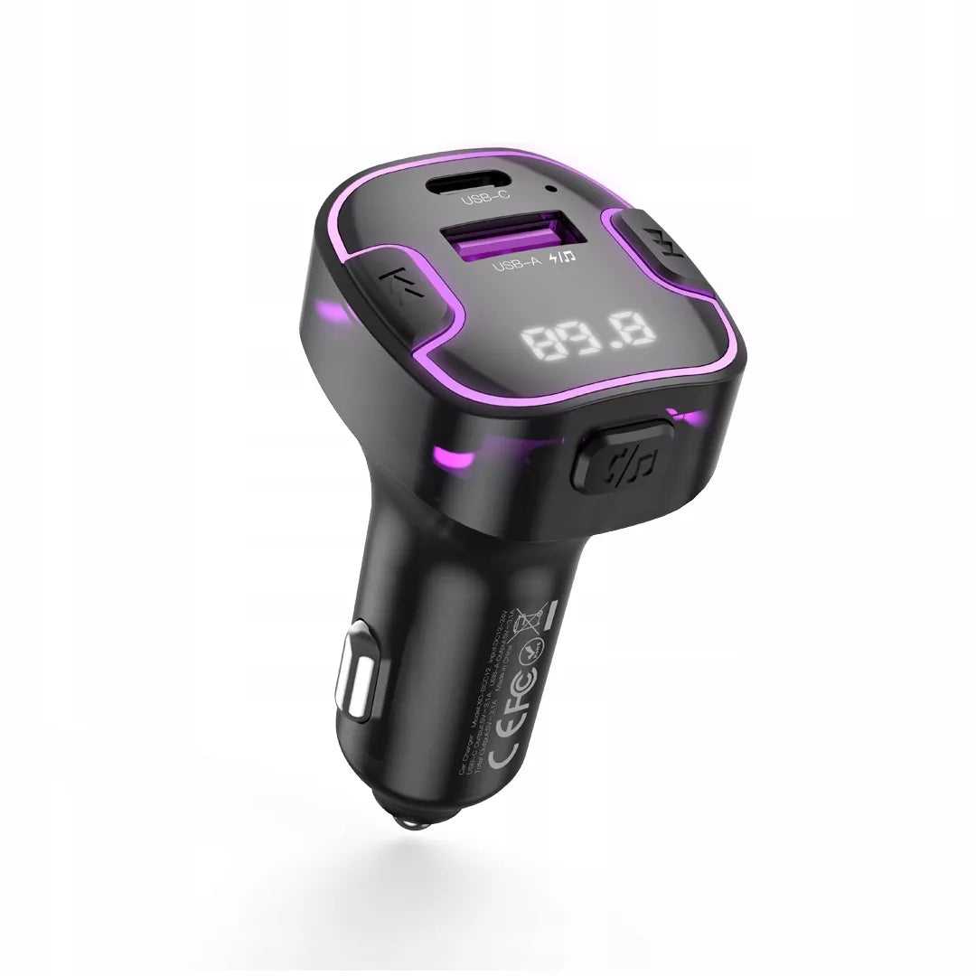 Juodas „XO“ FM transmiteris BCC12 „Bluetooth“, MP3, automobilinis įkroviklis 3,1 A