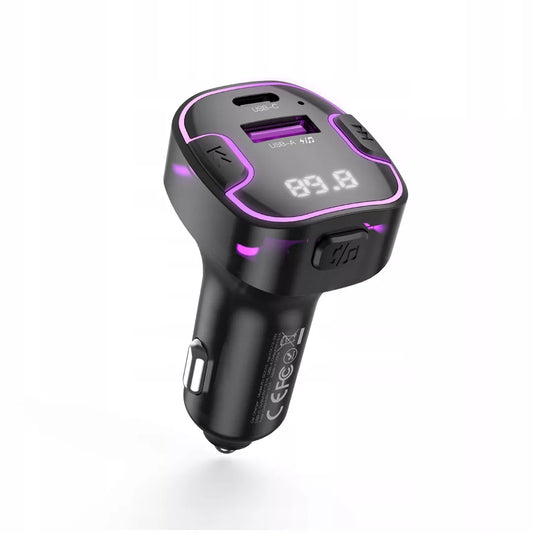 Juodas „XO“ FM transmiteris BCC12 „Bluetooth“, MP3, automobilinis įkroviklis 3,1 A